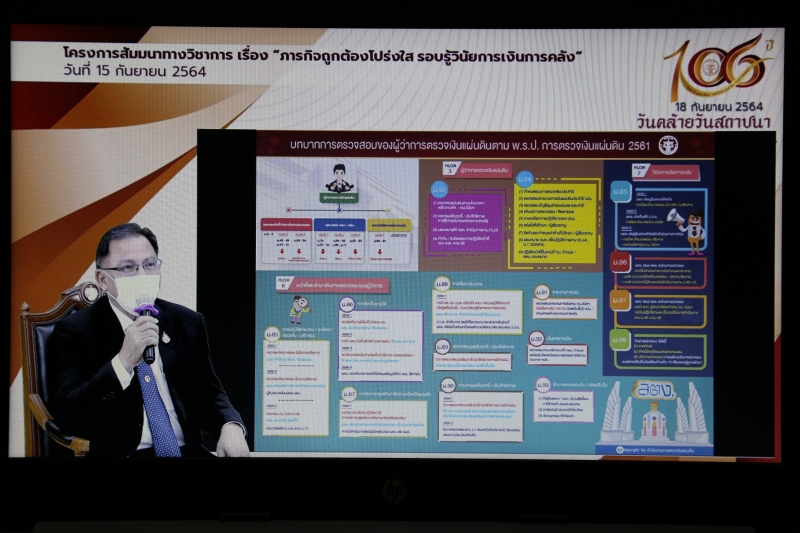 พิธีเปิดโครงการสัมมนาทางวิชาการ เรื่อง “ภารกิจถูกต้องโปร่งใส รอบรู้วินัยการเงินการคลัง” ผ่านระบบออนไลน์ (Online) แบบถ่ายทอดสด (L