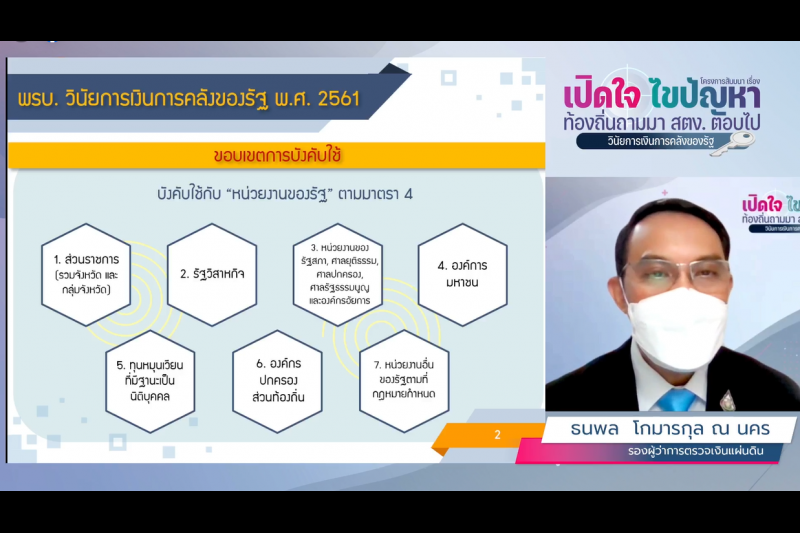 พิธีเปิดโครงการสัมมนา เรื่อง “เปิดใจ ไขปัญหา ท้องถิ่นถามมา สตง. ตอบไป” : วินัยการเงินการคลังของรัฐ แบบออนไลน์