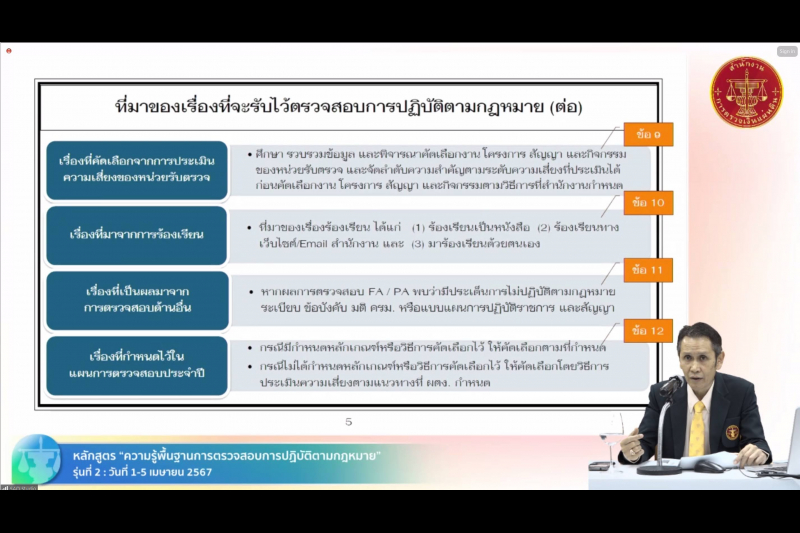 ความรู้พื้นฐานการตรวจสอบการปฏิบัติตามกฎหมาย